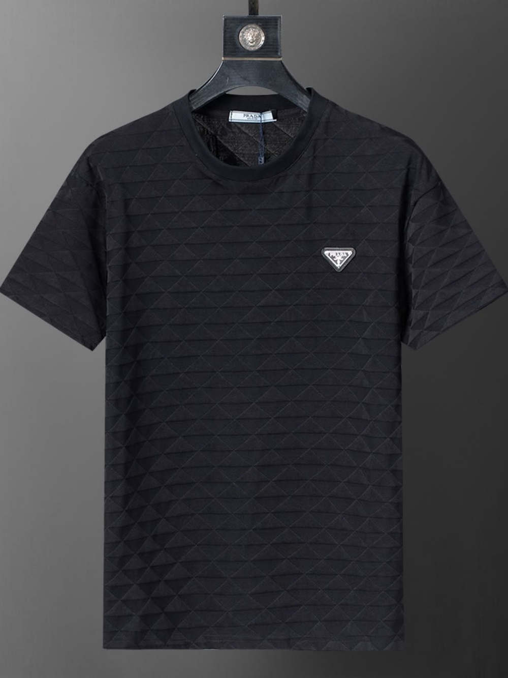 T Shitt Black Quilted Pattern Short Sleeve